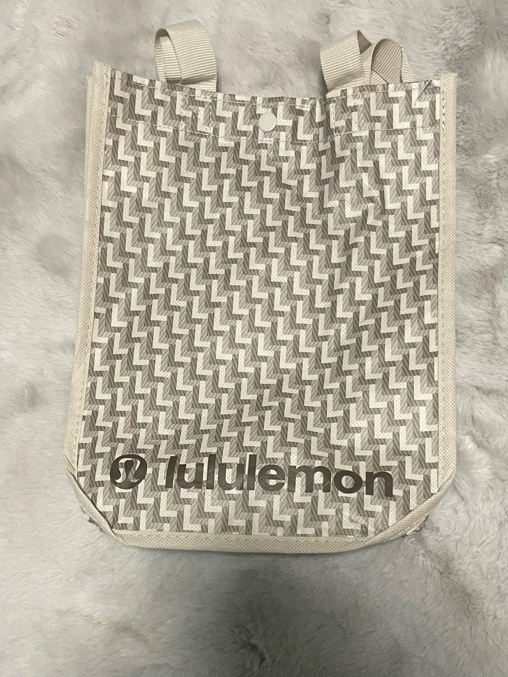 lululemon athletica Cream Patterned Tote Bag